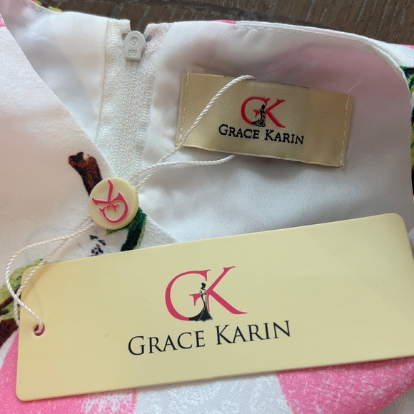 Grace Karin Pink Lemon Floral Kids Size 5-6 Easter Wedding Party Dress - Picture 4 of 10